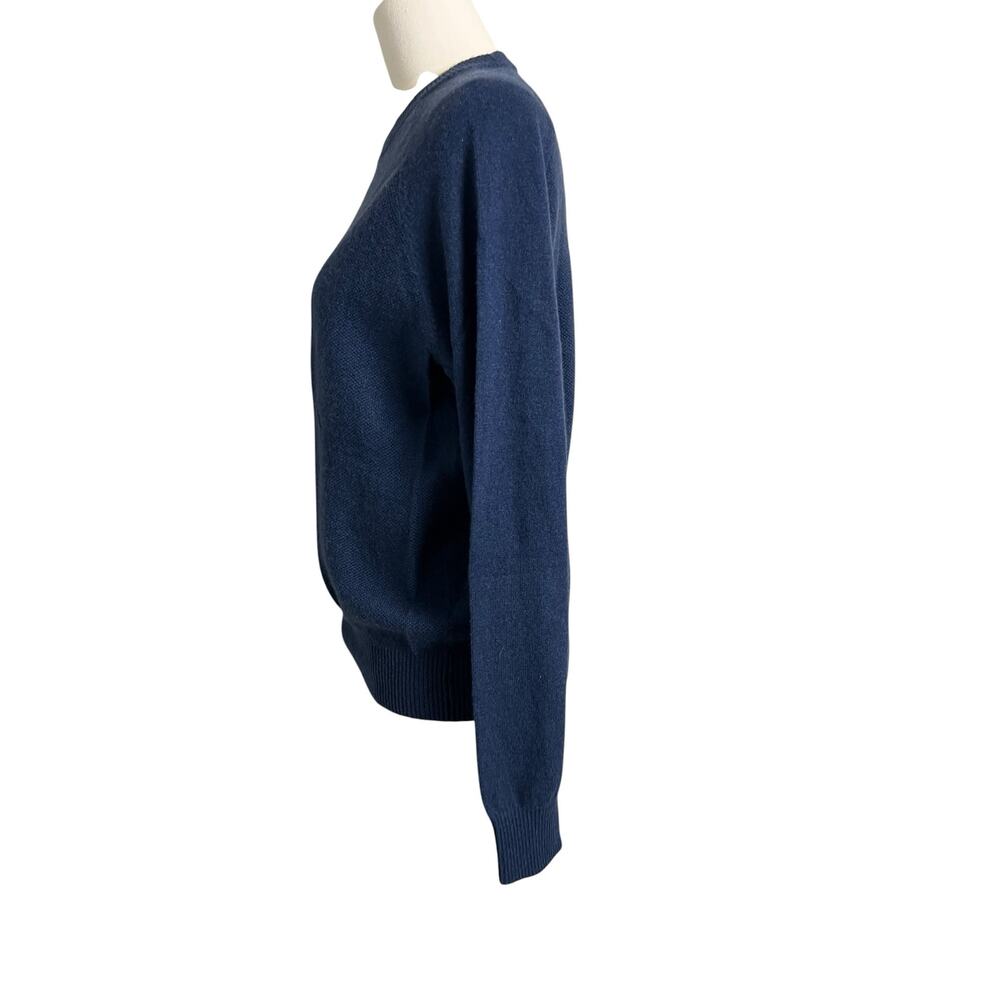 Neiman Marcus Blue Cashmere Crewneck Sweater Long Sleeve Knit Size L - Picture 3 of 6